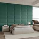 6-Piece Green Linen Upholstered Headboard Twin Size, Wall Mounted Nature-Inspired Fabric Headboard, Calming Padded Panels for Bedroom