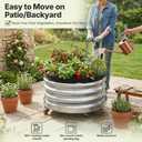 Large Galvanized Metal Raised Garden Bed Outdoor with Wheels, Planters Box for Outdoor Plants with Geotextile Grow Bag & Plastic Tray Pad, for Vegetables/Herbs/Flowers, 24" X 11.5"