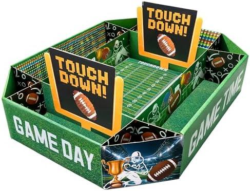 Joypitchever Football Party Decorations, Large Snack Food Tray with 9 Compartments for Birthday Flavors, Tailgate Game Day