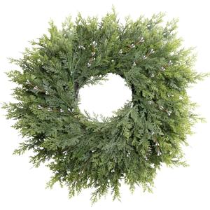 Christmas Cedar Wreath 26inch Large Christmas Wreaths for Front Door with White Berry Wreaths Winter Door Wreath for Window Holiday Fireplace Indoor Outdoor Xmas Decor
