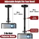 2-Be-Best Projector Mount Longer Length 14-24 in / 37-62 cm New Gimbal Projector Wall Mount 360 Rotatable Ceiling Projectors Mounts Adjustable Bracket Black