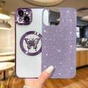 for iPhone 13 Case Magnetic,Soft Cute Luxury Butterfly Pattern Plating Glitter Bling Phone Case Compatible with MagSafe Clear Shockproof Back Cover for Women Girl 6.1"-Purple