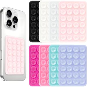 8PCS Silicone Suction Phone Case Mount, Non Slip Suction Cup, Hands-Free Phone Accessories Holder for Selfies and Videos, Silicone Adhesive Stand Sticky for Cell Phone