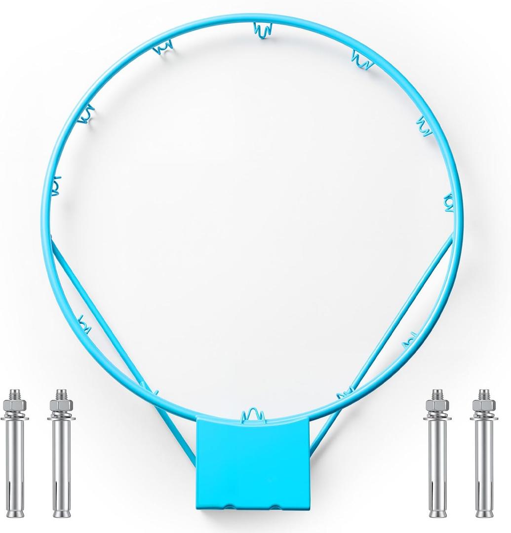 18 Inch Pool Basketball Hoop Replacement Rim, Stainless Steel Rust-Resistant for Outdoor Swimming Pool Games Family Party Adult Water Play, Includes Expansion Screws (Blue)