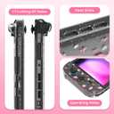 FUNDIARY Clear Case for Switch 2 with Glitter Sakura Design, Shock-Absorption Accessories with Slim Hard PC Protective Cover Skin and Ergonomic Grip Case for Switch 2 Game Console & Grips Controller