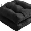 IPYNBAP Outdoor Chair Cushions Set of 2, Patio Chair Cushions with Ties,19x19+5 Tufted Outdoor Seat Cushions, Waterproof Patio Furniture Cushions, Outdoor Dining Chair Pads, Black