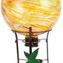 YELENEW 10" Diameter Solar Gazing Ball and 8.5" Metal Stand Indoor Outdoor Garden Ornament Glass Globe Sphere Yard Art Gazing Globe for Garden,Home,Lawn,Porch,Patio Birthday Gift for Women(Orange)