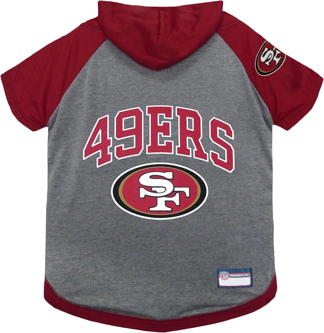Pets First NFL SAN Francisco 49ERS Hoodie for Dogs & Cats. | NFL Football Licensed Dog Hoody Tee Shirt, X-Small| Sports Hoody T-Shirt for Pets | Licensed Sporty Dog Shirt. (SAN-4044-XS)