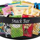 Snack Organizer for Countertop, Metal Turntable Organizer with Divider, 4 Compartment Snack Storage Spinning Snack Tray, Lazy Susan Snack Spinner for Snack Bar Organizer Pantry Storage-Black
