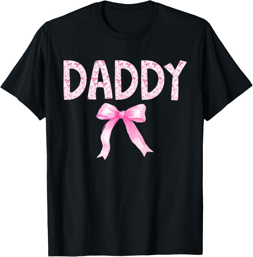 Daddy Birthday Squad Matching Coquette Bow Family Party T-Shirt (Black, XL)