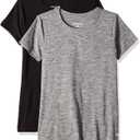 Amazon Essentials Women's Active Quick Dry Tech Stretch Short-Sleeve Crewneck T-Shirt , Multipacks (XX-Large, Black/Dark Grey Space Dye)
