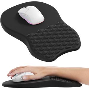 MROCO Ergonomic Mouse Pad with Wrist Support, Memory Foam Wrist Rest Mouse Pad, Non-Slip Base, Smooth Surface for Office & Home, Black
