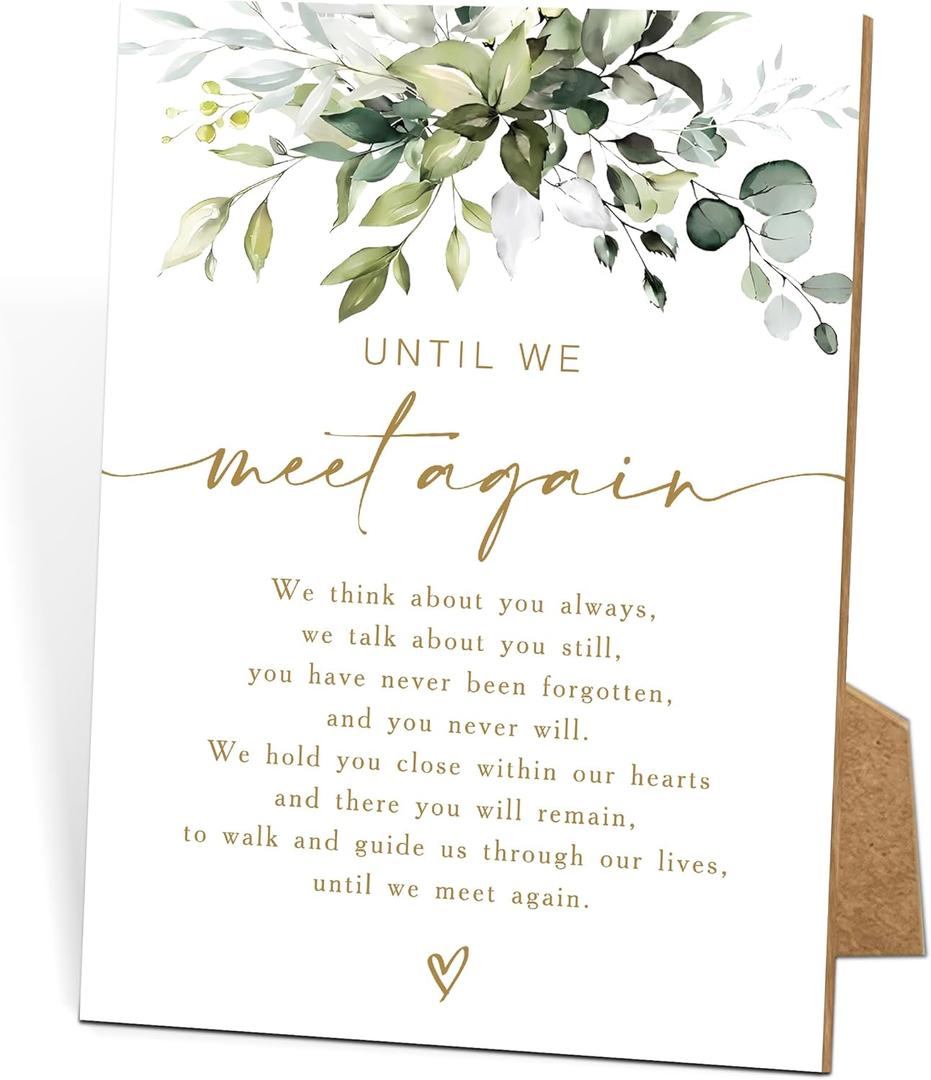 Wedding Memorial Wooden Sign with Stand, Greenery Gold Bridal Shower Decorations, Memorial Table Sign, Wedding Signs for Ceremony and Reception, Engagement Party Desk Decor,40