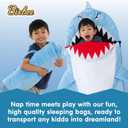 Bixbee Kids Sleeping Bag, Soft Sleepy Sack for Kids & Toddlers | Easy Roll Up Design for Daycare + Naptime, 60 x 22 Inches |Cozy Slumber Bag with Lining | Shark Sleeping Bag for Boys + Girls