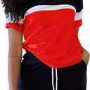 LovelyWholesale Neon Two Piece Outfit for Casual 2 Piece Tracksuit with Neon Shirt and Black Shorts Set (Large, Red)
