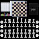 Endoto Chess Set with Checkers Board Silicone Resin Mold, 32 Pieces Full Size 3D Chess Crystal Epoxy Casting Molds for DIY Art Crafts Making, Family Party Board Games and Home Decoration