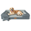 Extra Large Dog Bed, Orthopedic XL Dog Bed with Cooling Gel Memory Foam, Waterproof Pet Bed with Removable Washable Cover, 42" Pet Sofa Couch Dutch Velvet with Bone Toy, Dark Gray