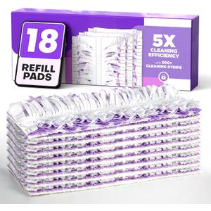 5X Cleaning Power Mop Refills for Swiffer Power Mop, 500+ Strips Multi-Surface PowerMop Refill Pads, 18 Count Disposable Powermop Wood Mops, Replacement Mopping Pad for Floor Cleaning