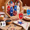 500pcs American Flag Star Stickers, 8 Designs Independence Day Patriotic Stickers 4th of July Labels Red White and Blue Star Decals for Memorial Veterans Day Gift Crafts Party Favors Decor