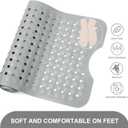 TEESHLY Bath Tub and Shower Mats, Non Slip 40 x 16 Inch Extra Large Bathtub Mat, Machine Washable Bathmat with Drain Holes, Suction Cups for Bathroom Floor, Gray