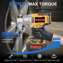 Cordless Impact Wrench, 800N.m / 590Ft-lbs 1/2" Brushless Impact Gun, 21V High Torque Power Impact Driver, 2x4.0Ah Batteries, Electric Impact Wrench for Car/Lawn Mower