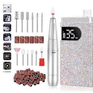 Rechargeable 35000RPM Nail Drill Sparkling Portable Professional Electric Nail File with 12 Drill Bit for Acrylic/Gel Nails Professional Nail Tools for Manicure Pedicure, Glitter