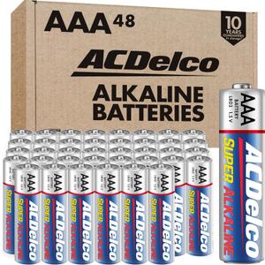 ACDelco 48-Count Triple AAA Batteries, Maximum Power Super Alkaline Battery for Home and Office, 10-Year Shelf Life, Reclosable Packaging
