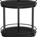 Snughome Lazy Susan Spice Rack, 2 Tier Rotating Spice Rack, Wood Lazy Susan Organizer for Cabinet, Black Kitchen Counter Shelf, 10.2" x 10.2" x 10.4"