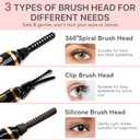 Heated Eyelash Curler, 10s Fast Heating 3 Temp Settings, Eye Lash Curler Heat with with 3 Kind of Detachable Brush Head Covers, No Lashes Damage, Natural Curling 24H for Women - Black