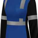 Reflective Shirts for Women Class 3 High Visibility Shirts with Long Sleeves, Hi Vis Safety Shirts for Wome, Breathable Construction Shirts, WCXY-Blue M
