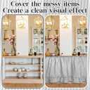 VitalCozy Cabinet Curtain 28" W x 51" L Grey Ruffles Sink Skirt for Bathroom Kitchen Grey Strips Short Curtain for Home Classroom Drape Under Desk Privacy Drape for Laundry Room