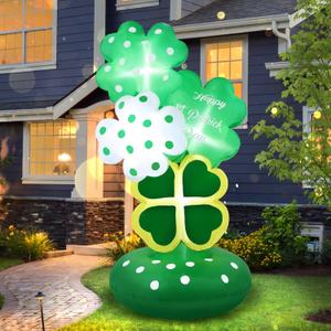 6FT St. Patrick's Day Shamrock Inflatable Decorations Outdoor Lucky Blow Up Yard Decoration with Led Lights Saint Irish Outside Indoor Vacation Yard Garden Lawn Dcor