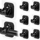 Codoule 8PCS No Drill Curtain Rod Brackets No Drilling Self Adhesive Curtain Rod Holder Hooks Nail Free Curtain Rod Hooks Curtain Hangers for Bathroom Kitchen Home Bathroom and Hotel (Black)