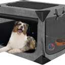 Dog Crate 30x21x21 Inch for Large or Medium Dogs, Portable and Foldable Design Perfect for Travel or Home Use, Dog Kennel with 3-Door (Deep Grey, 36 * 25 * 25)