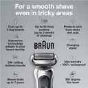Braun Series 7 7032cs Flex Electric Razor for Men, Wet & Dry, Electric Razor, Rechargeable, Cordless Foil Shaver with Beard Trimmer and Charging Stand, Silver