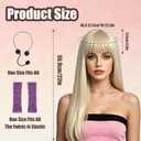22 Inch Blonde Pop Star Wig with Bangs Costume Set - Y2K Country Singer Cosplay Outfit with Purple Rhinestone Fishnet Gloves & Fake Microphone - 2000s Icon Double Life Party Accessories for Women