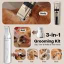 HEAPETS Dog Hair Clippers for Grooming Kit and Dog Paw Trimmer Nail Grinder for Grooming, Low Noise Rechargeable Cordless, Shaver Grooming Supplies for Pet Cats Dogs (Gold, White)
