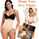 Tummy Control Thong Shapewear for Women High Waisted Body Shaper Panties Shaping Thong Girdle Underwear (Beige, XXL)