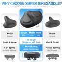 Xmifer Oversized Bike Seat - Comfortable Bicycle Saddle, Middle Groove Design, 2.95" Thick Memory Foam, Universal Fit Indoor Outdoor, Exercise or Road Bikes (Noseless Black)