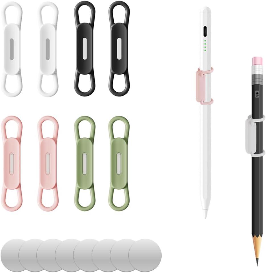 XYOFUN Magnetic Pen Holders Set of 8,Silicone Adjustable Pen Pencil Holder,Flexible Pencil Holder for Refrigerator,Whiteboards,Desk Accessories & Teacher Supplies(Multicolor-8)