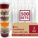 Reli. 2 oz Small Containers with Lids (500 Sets) | Jello Shot Cups with Lids | Clear Plastic Condiment Container | Portion Cups, Sauce, Souffle | Stackable | Bulk