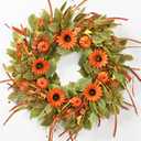 Waipfaru 22in Fall Wreaths for Front Door, Autumn Pumpkin Wreath with Sunflower& Pumpkins, Fall Door Wreath for Thanksgiving Decorations, Farmhouse Decor Indoor and Outdoor