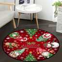 Christmas Snowman Round Area Rug Non-Slip Doormat Xmas Non-Slip Floor Mat Merry Christmas Round Area Rug Carpet for Bedroom Living Room Study Playing Carpet, 3' Diameter