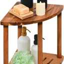 ENKEZI Shower Foot Rest 12 in - Shower Stool for Shaving Legs, Small Corner Bathroom Bench Suitable for Small Shower Spaces - Bath Seat, Spa Foot Rest Shaving Stool (2 Tier Corner)