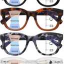 Progressive Multifocus Reading Glasses for Women,Blue Light Blocking Computer Readers with Spring Hinge
