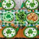 40 Pack St Patricks Day Plates 12 x 10 Inch St Patricks Paper Plates - Green & White Shamrock Large Disposable Dinner Platters for St Patricks Party Decorations