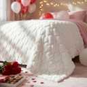Moukeren Valentines Heart Throw Blanket 5060 - 3D Jacquard Heart Throw Blankets, Soft Cozy Romantic Valentines Gifts for Bed Couch Sofa Home Decor