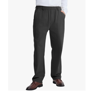 LETAOTAO Mens Elastic Waist Pants - Relaxed Fit Stretch Waistband Pull On Cotton Twill Casual Pants for Seniors Black 38W. 30L