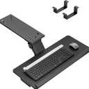 Keyboard Tray Under Desk with Storage Drawer, Height Adjustable Keyboard Tray Slide Out Swivel Tilt, Ergonomic Under Desk Mount Keyboard & Mouse Holder for Gaming Home Office, 25x11'', Black