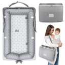 Baby Lounger for Newborn 0-24 Months, Snuggle Cozy Me Portable Infant Lounger with Soft Breathable Cotton, Adjustable Size Lengthen Space Lightweight & Washable Essentials for Home Travel (1. Crown)